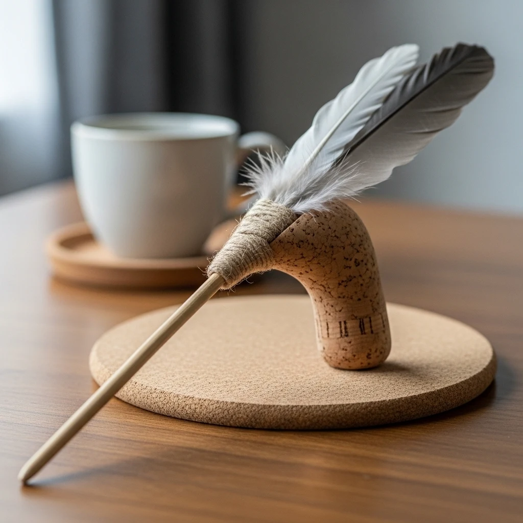 Cork Handle Feather Wand