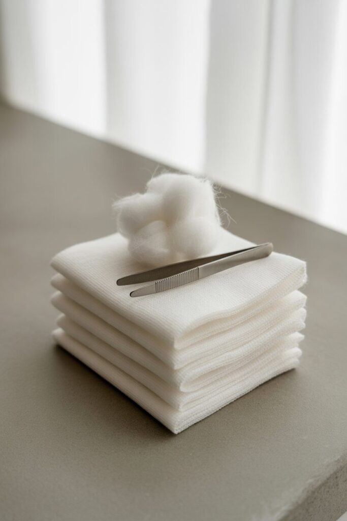 Clean Gauze Pads and Cotton Balls