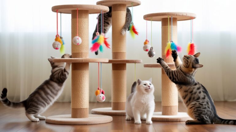 Cat Scratching Posts With Dangling Toys for Indoor Cats